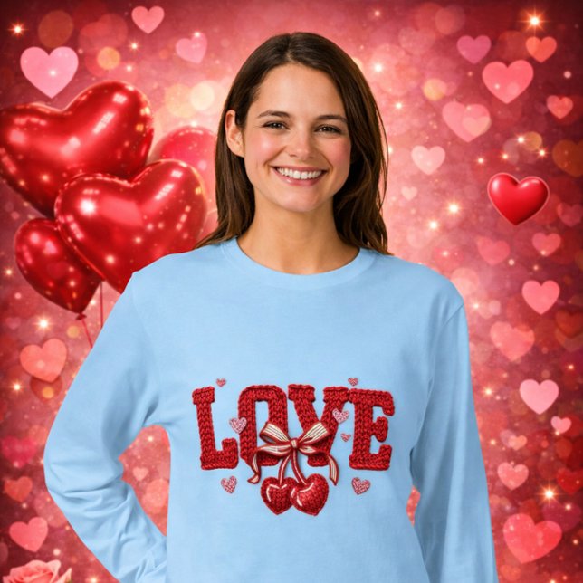 Camiseta Knitted Love Womens Tshirt  (Criador carregado)