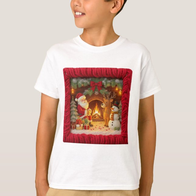Camiseta Knitted Reindeer Christmas T-Shirt  (Frente)