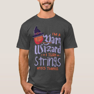 Camiseta Knitting Yarn Wizard Cote Knitter Mágico