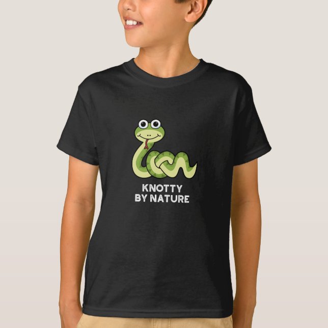 Camiseta Knotty por Nature Engraçado Cobra Pun Dark BG (Frente)