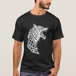 Camiseta Knotwork clássico Fenrir u2013 Lobo Nórdico e Nors