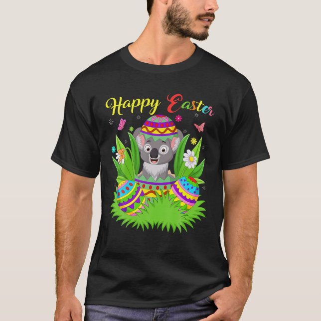 Camiseta Koala Amante de os animais Floral Páscoa Egg Funny (Frente)