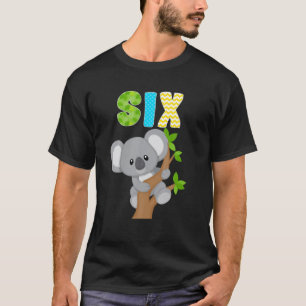 Camiseta Koala Bear 6 Birthday, Aniversário de 6 Anos