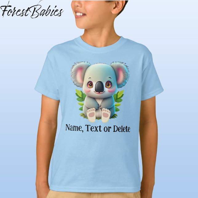 Camiseta Koala Bear Cute Kids Willife Animal Graphic (🐨 Koala Bear, Blue Customizable ForestBabies T-shirt - Front)