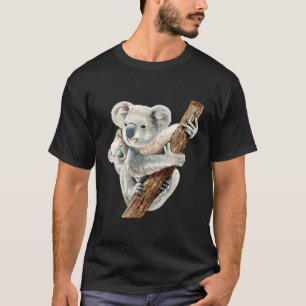 Camiseta Koala Bear E Bebê Realística Watercolor
