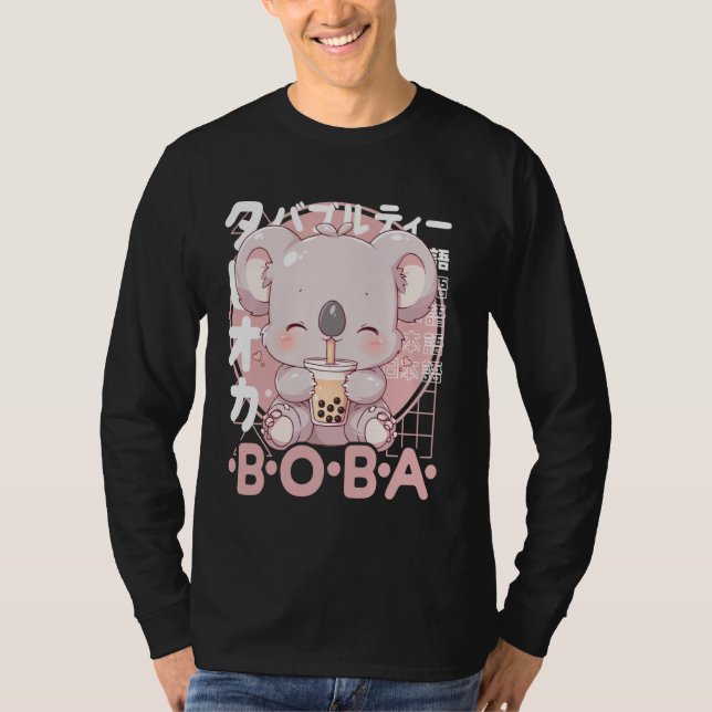 Camiseta Koala Boba Tea Kawaii Bubble Tea Koala Anime Neko  (Frente)