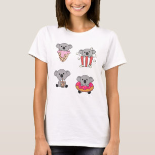 Camiseta Koala Com Kawaii Koalas Comida