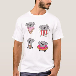Camiseta Koala Com Kawaii Koalas Comida
