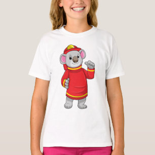 Camiseta Koala como Bombeiro com Helmet