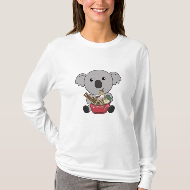 Camiseta Koala Eat Ramen Cute Kawaii Noodles Koalas (Frente)