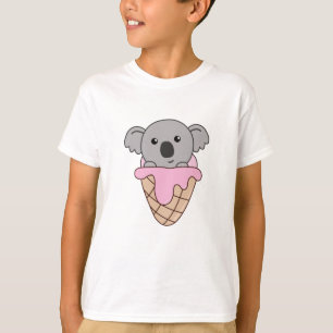 Camiseta Koala Em Sorvete Cone Sorvete Kawaii Koalas