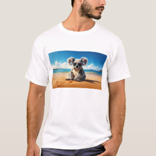 Camiseta Koala em uma praia arenosa