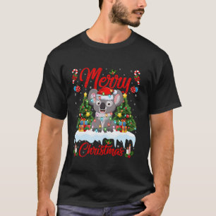 Camiseta Koala Feliz Papais noeis De Iluminação Da Árvore D