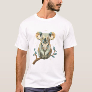 Camiseta Koala geométrico de origami em um ramo de eucalipt