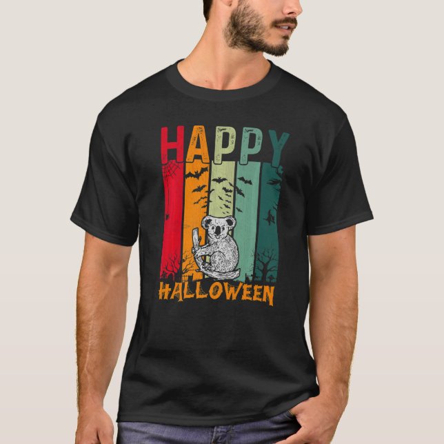 Camiseta Koala Girls Boys Retro Style Jantar Par de Hallowe (Frente)