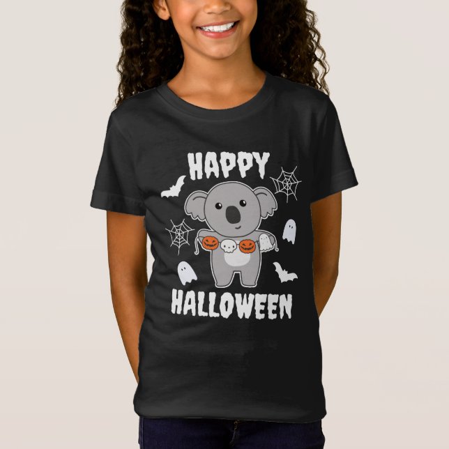 Camiseta Koala Happy Halloween Pumpkin Bat Costume (Frente)