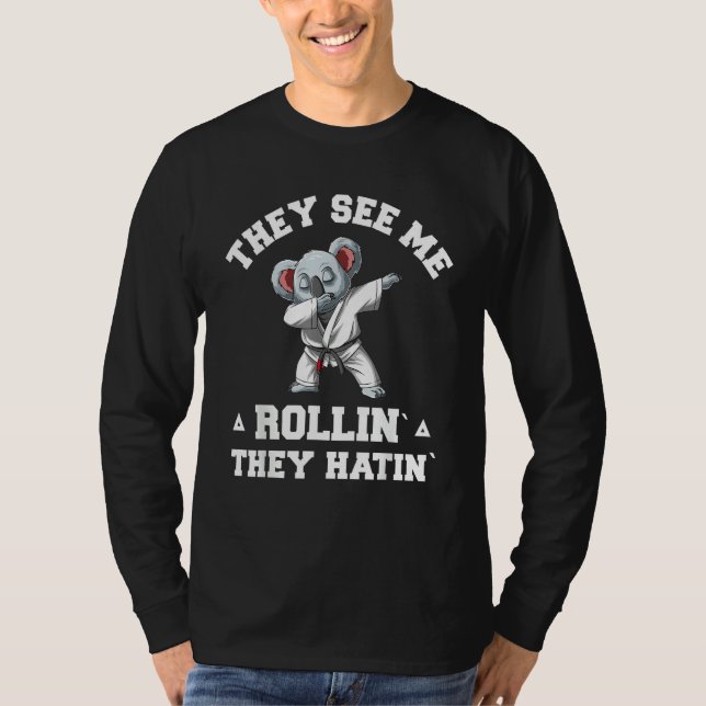 Camiseta Koala Jiu Jitsu Rollin   BJJ Grappling Dabbing Koa (Frente)