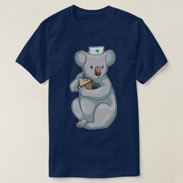 Camiseta Koala Nurse Notepad (Frente do Design)