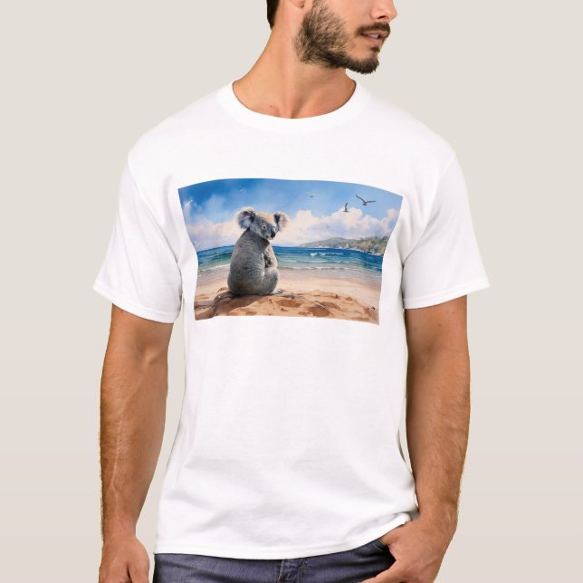 Camiseta Koala observando o oceano (Frente)