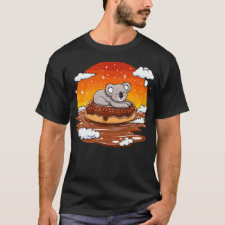 Camiseta Koala On Donut Floating In Sunset