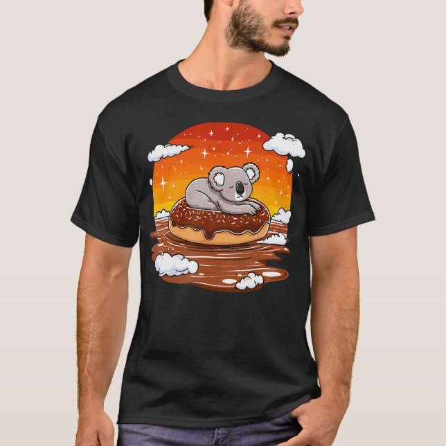Camiseta Koala On Donut Floating In Sunset (Frente)