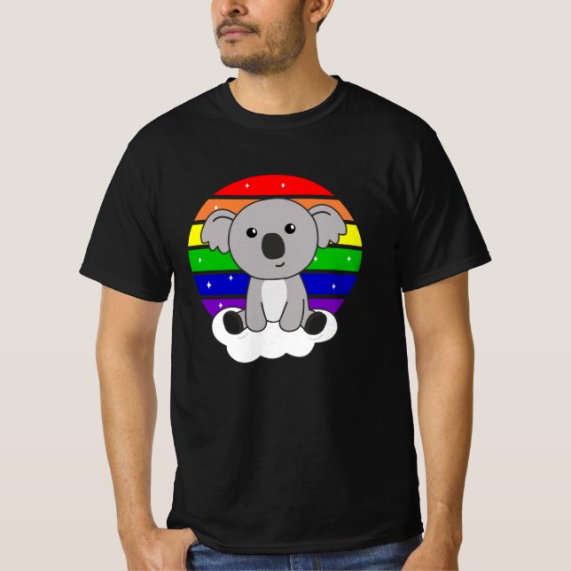 Camiseta Koala Rainbow Glitter Kawaii Koalas Colorido (Frente)