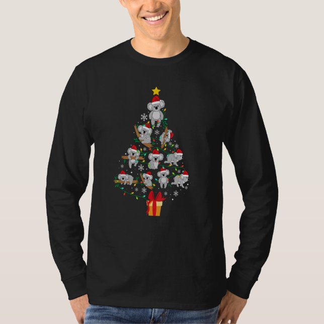 Camiseta Koala Santa Ornament Christmas Tree Lights Xmas Pa (Frente)