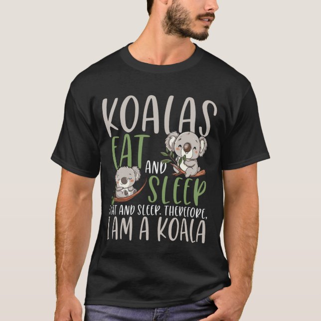 Camiseta Koalas Eat and Sleep Funny Relaxation Humor Animal (Frente)