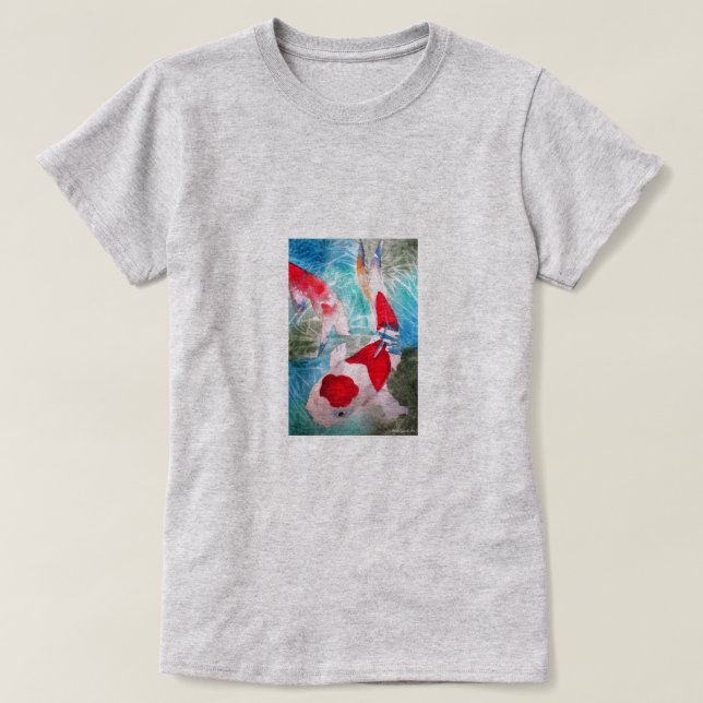Camiseta Kohaku Koi 2 Arte japonesa de peixes aquosos (Frente do Design)