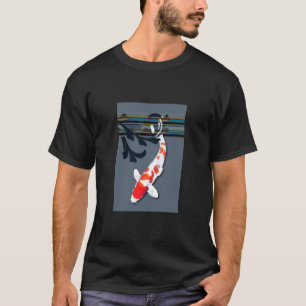 Camiseta Kohaku Koi em plantas decorativas da lagoa