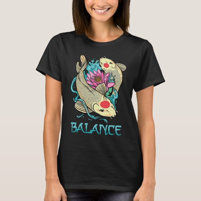 Camiseta Koi  Balance  Minimalist  Peace  Fish  Petshop  Yo (Frente)