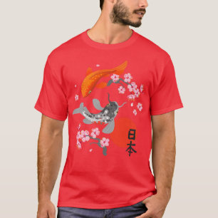Camiseta Koi Carp Fish Nishikigoi Fish Sakura Cher
