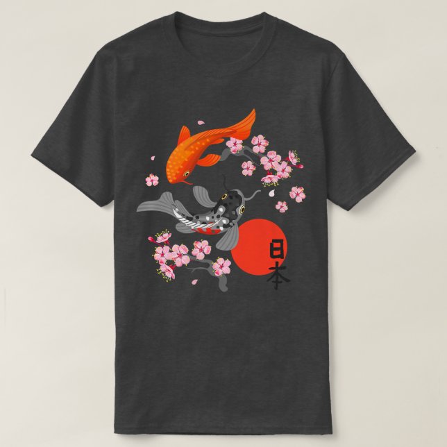 Camiseta Koi Carp Fish Sakura Nishikigoi Fish Cher (Frente do Design)