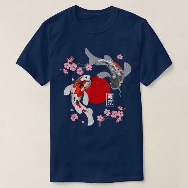 Camiseta Koi Carp Fish Sakura Nishikigoi Fish Cher (Frente do Design)