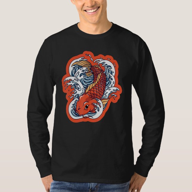 Camiseta Koi Carp Nishikigoi Fish Cherry Blossoms (Frente)