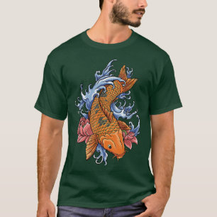 Camiseta koi carp peixe gráfico koi amante de peixe laranja