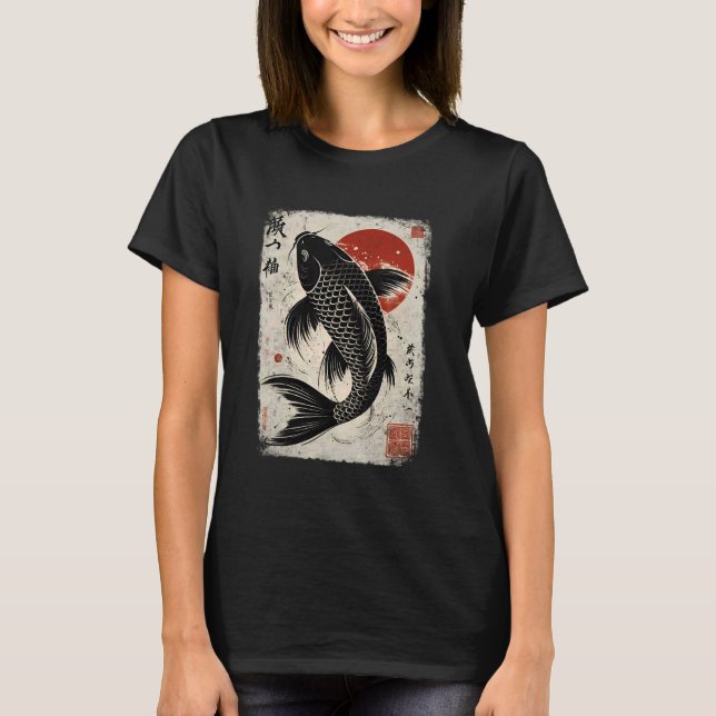 Camiseta Koi Carp Perseverança Koi Fish Sakura Nis (Frente)