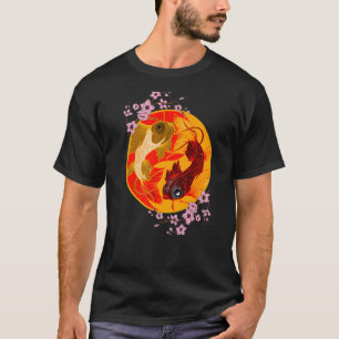 Camiseta Koi Cherry Blossom Yin Yang Japonês Koi Carp Nish