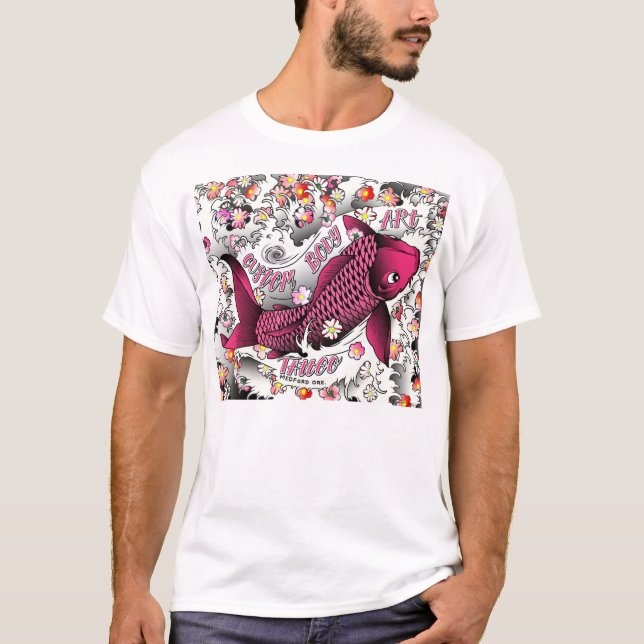 Camiseta koi cor-de-rosa (Frente)