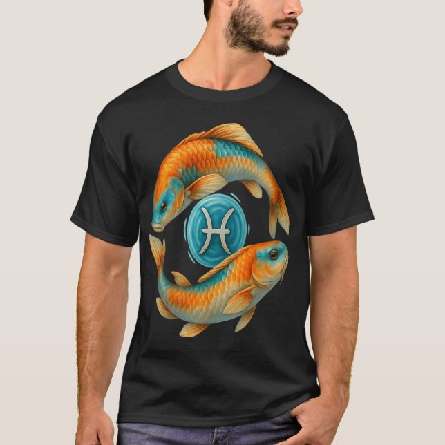 Camiseta Koi Dança com Peixes de Ondulação (Frente)