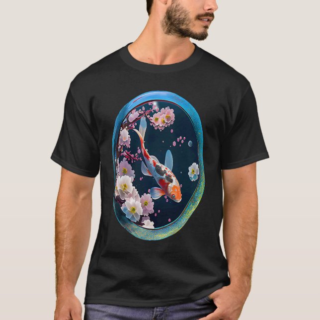 Camiseta Koi fish carp cherry blossom fish lens photography (Frente)
