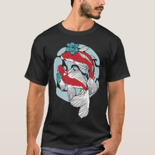 Camiseta Koi Fish Casal Linda Arte Japonesa
