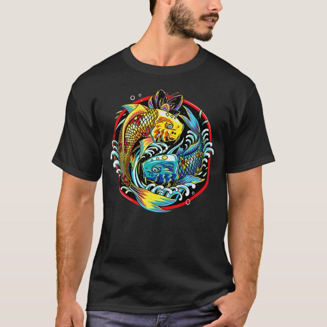 Camiseta Koi Fish Gift Men Mulheres Crianças Japonês Koi Fi (Frente)