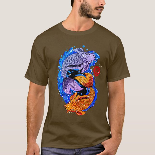 Camiseta Koi Fish Illustration T Shirt Design (Frente)