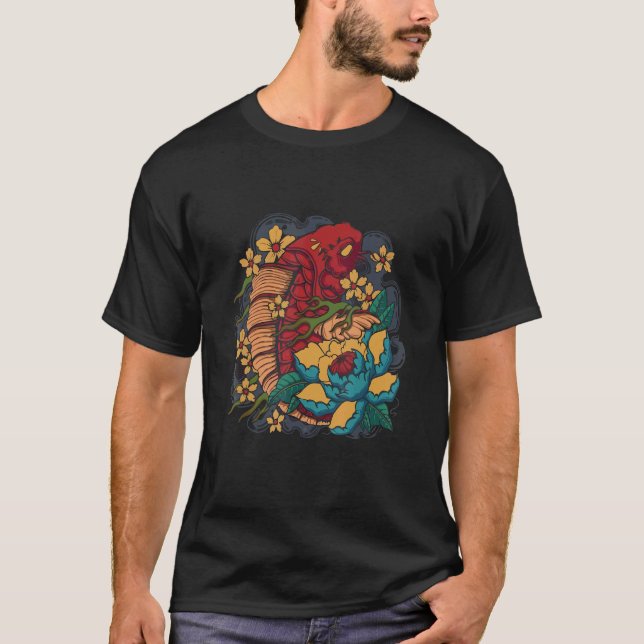 Camiseta Koi Fish Japanese Street wear with Lotus Flowers (Frente)