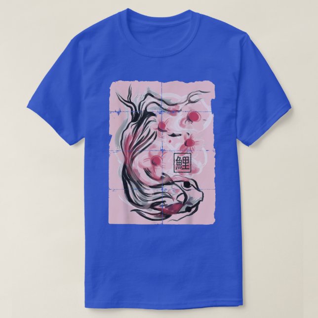 Camiseta Koi Fish Japonês Sakura Cherry Blossom Gráfico T- (Frente do Design)