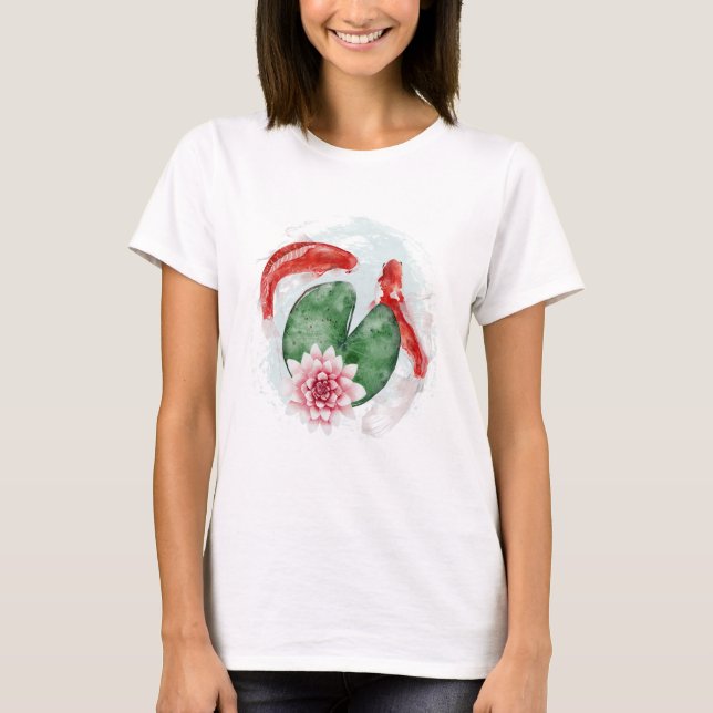 Camiseta Koi Fish Japonês Trabalho de arte (Frente)