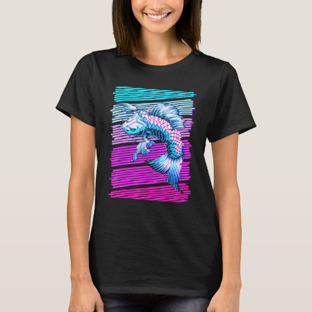 Camiseta Koi Fish Koi Carp Japonês Tradicional Vaporwave A (Frente)