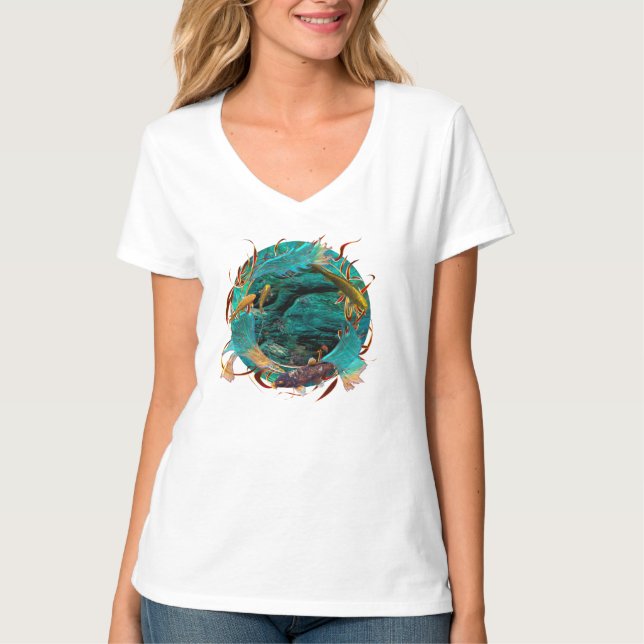 Camiseta Koi Fish "NADANDO EM PAZ" (Frente)