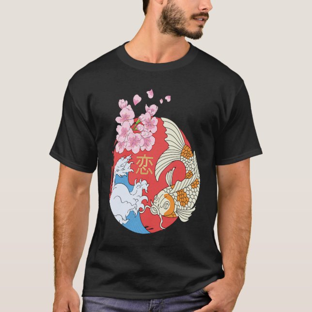 Camiseta Koi Fish Nikishigoi Peixes Ornamentais Carpa Pond  (Frente)